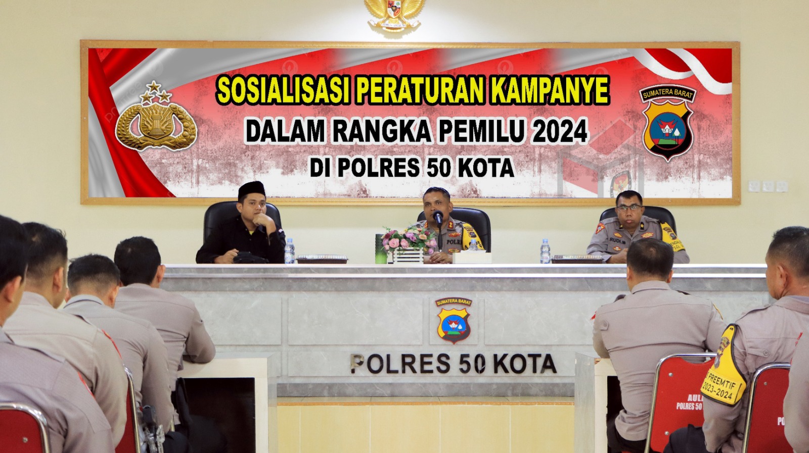Siap Amankan Pemilu 2024, Polres 50 kota Mengikuti Sosialisasi tentang Peraturan  Terkait pemilu 2024